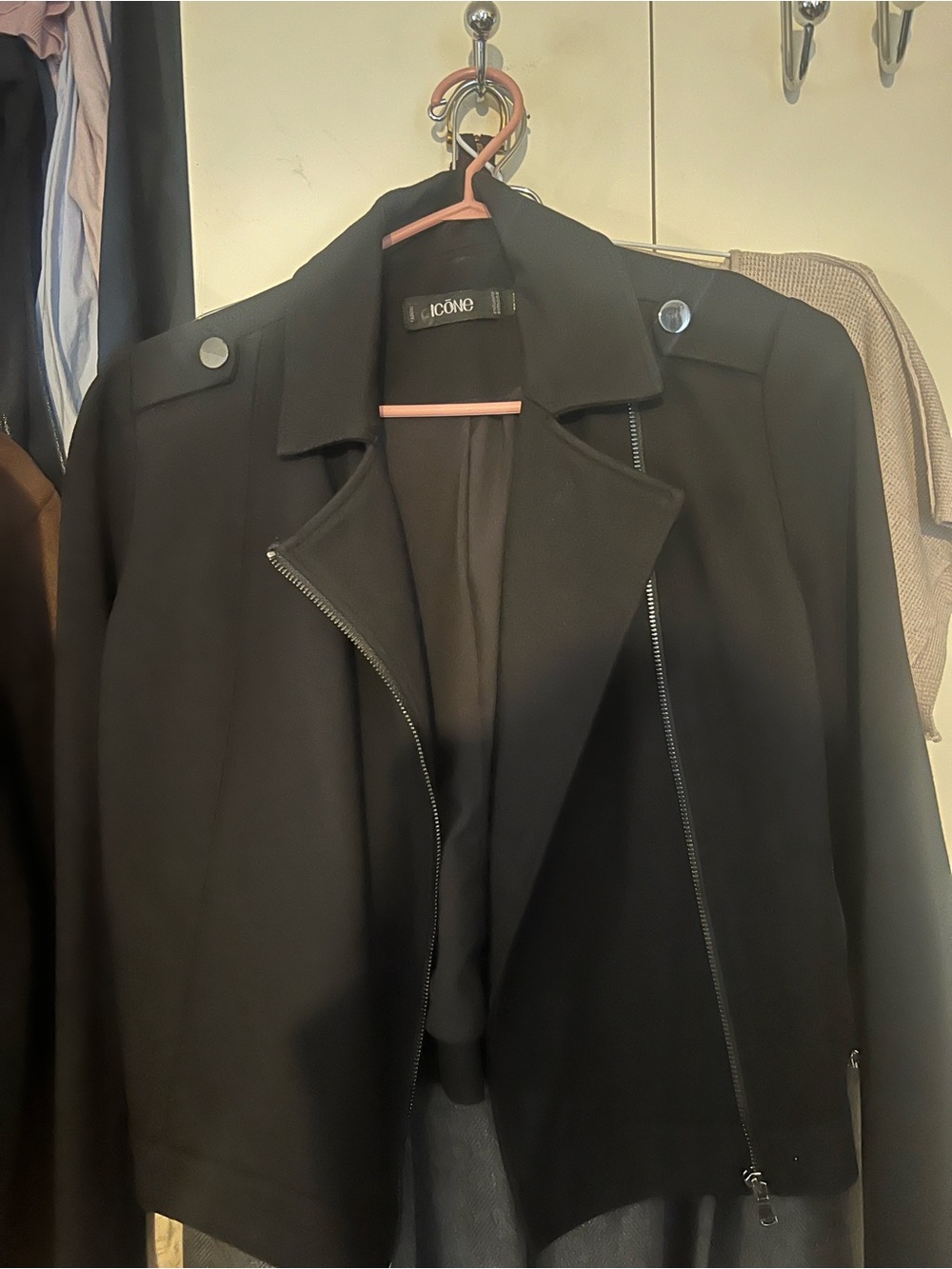 ICON Black Asymmetric Zip Blazer Jacket